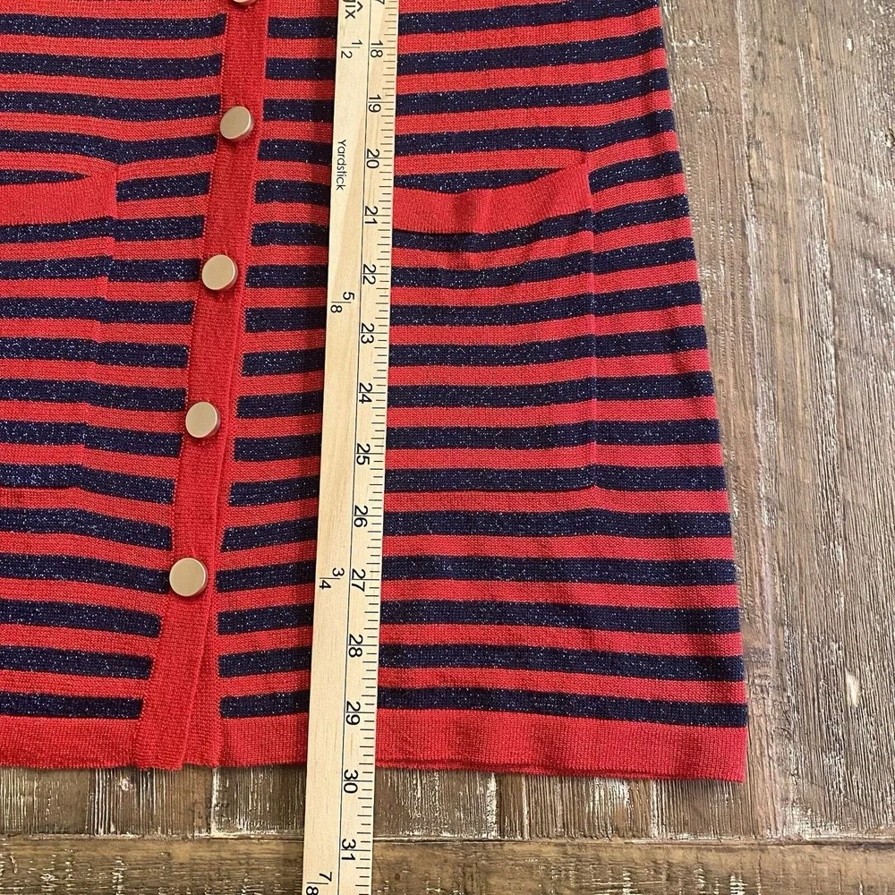 NWT L'AGENCE Cardigan Womens XS Holland Shimmer Red Navy Stripes - Picture 9 of 10